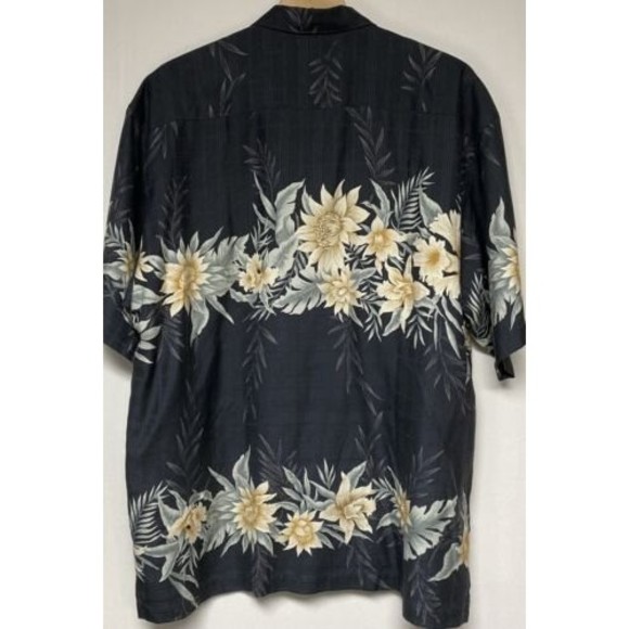 Tommy Bahama Tropical Button Up Shirt Short Sleeve Silk Dark Gray Men's L Flower - Picture 4 of 9